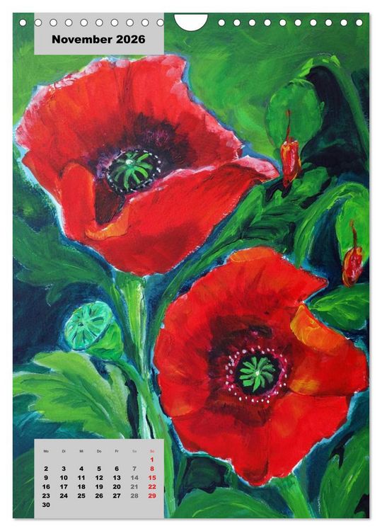 Produktbild: Blumen in Acryl (Wandkalender 2026 DIN A4 hoch), CALVENDO Monatskalender