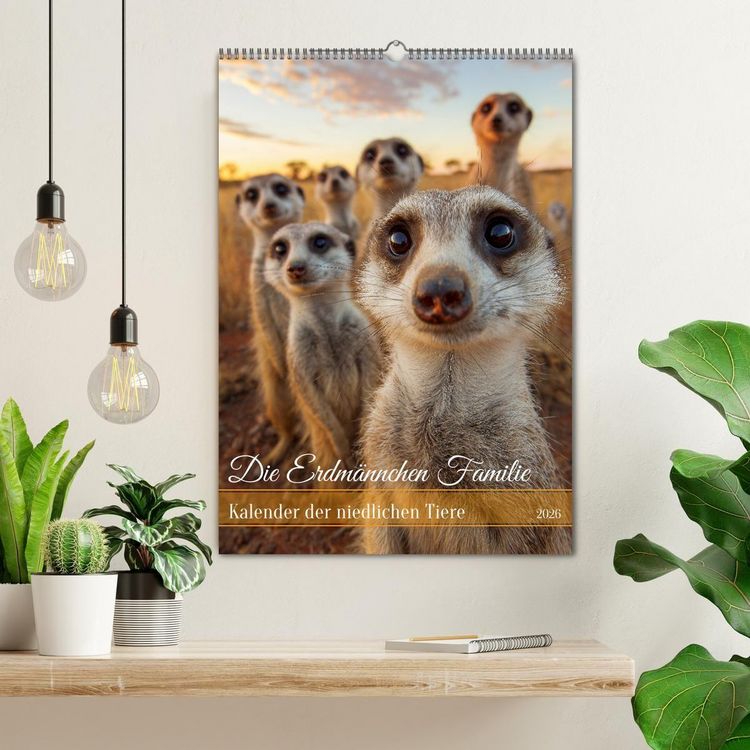 Produktbild: Die Erdm&auml;nnchen Familie - Kalender der niedlichen Tiere (Wandkalender 2026 DIN A2 hoch), CALVENDO Monatskalender