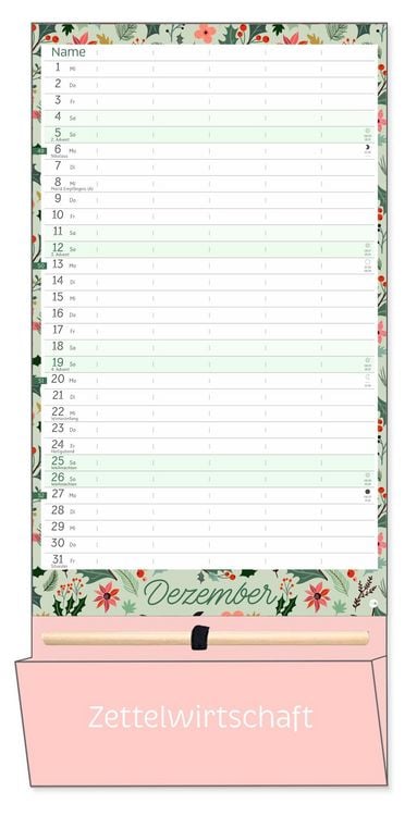 Produktbild: Deko-Familienplaner mit Tasche Flower Time 2027