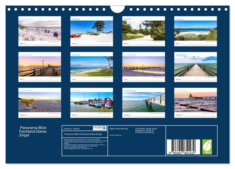 Produktbild: Panorama-Blick Fischland-Darss-Zingst (Wandkalender 2026 DIN A4 quer), CALVENDO Monatskalender