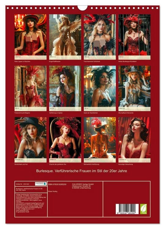 Produktbild: Burlesque. Verf&uuml;hrerische Frauen im Stil der 20er Jahre (Wandkalender 2026 DIN A3 hoch), CALVENDO Monatskalender