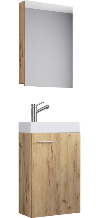 Produktbild: 3-tlg G&auml;ste WC Waschplatz Waschtisch Slito Schrank