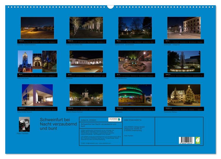 Produktbild: Schweinfurt bei Nacht verzaubernd und bunt (Wandkalender 2026 DIN A2 quer), CALVENDO Monatskalender