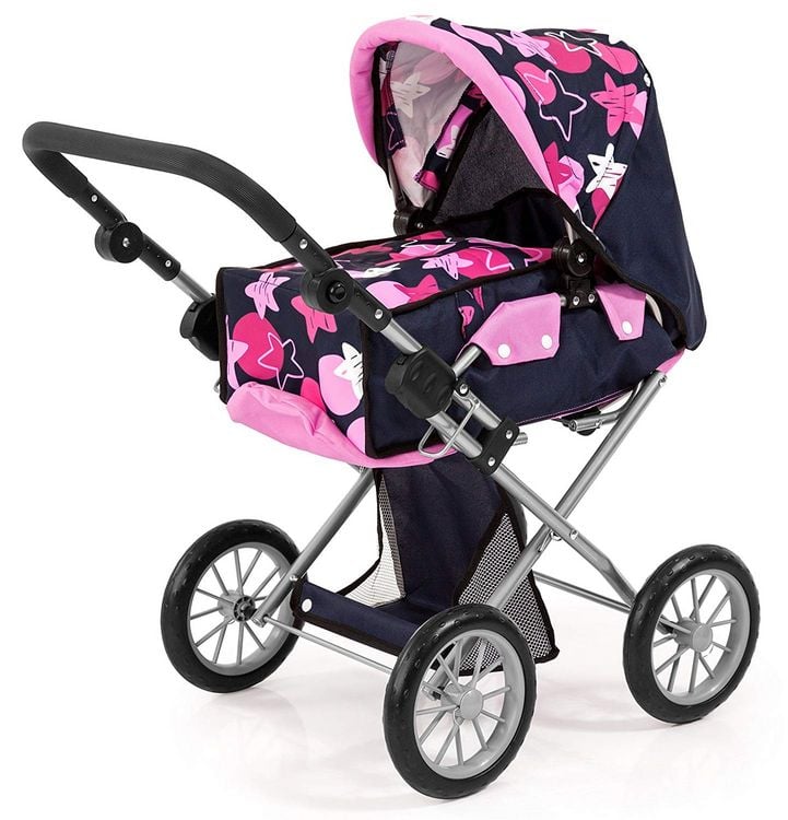 Produktbild: Puppenwagen City Star Sterne blau/rosa 72,5x37x65cm