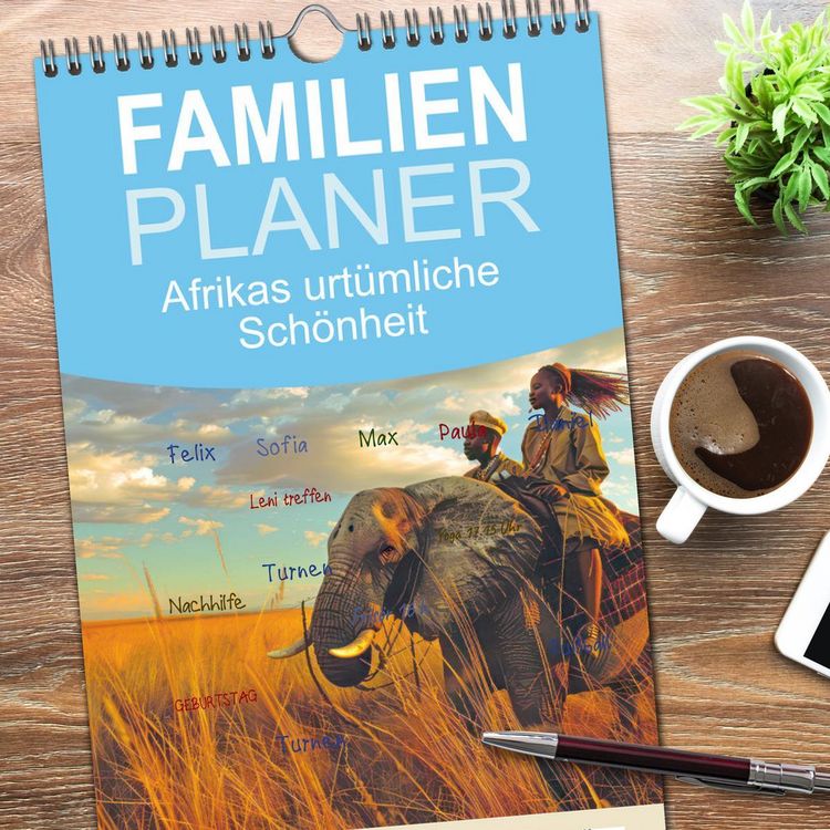 Produktbild: Familienplaner 2026 - Afrikas urt&uuml;mliche Sch&ouml;nheit mit 5 Spalten (Wandkalender, 21 x 45 cm) CALVENDO