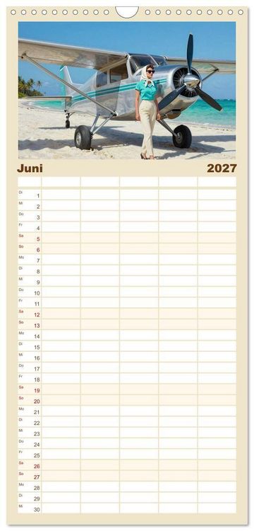 Produktbild: Familienplaner 2027 - Lack und Leinwand &ndash; Flieger mit 5 Spalten (Wandkalender, 21 x 45 cm) CALVENDO