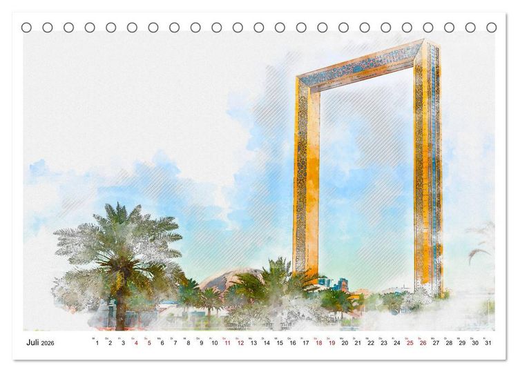 Produktbild: Dubai - Impressionen in Aquarell (Tischkalender 2026 DIN A5 quer), CALVENDO Monatskalender