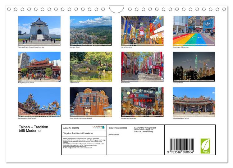 Produktbild: Taipeh &ndash; Tradition trifft Moderne (Wandkalender 2027 DIN A4 quer), CALVENDO Monatskalender