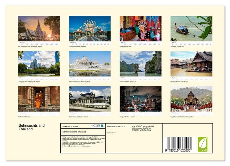Produktbild: Sehnsuchtsland Thailand (Wandkalender 2026 DIN A4 quer), CALVENDO Monatskalender