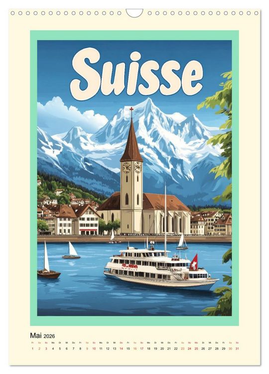 Produktbild: Weltreise - nostalgische Poster (Wandkalender 2026 DIN A3 hoch), CALVENDO Monatskalender