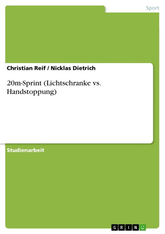 Produktbild: 20m-Sprint (Lichtschranke vs. Handstoppung)