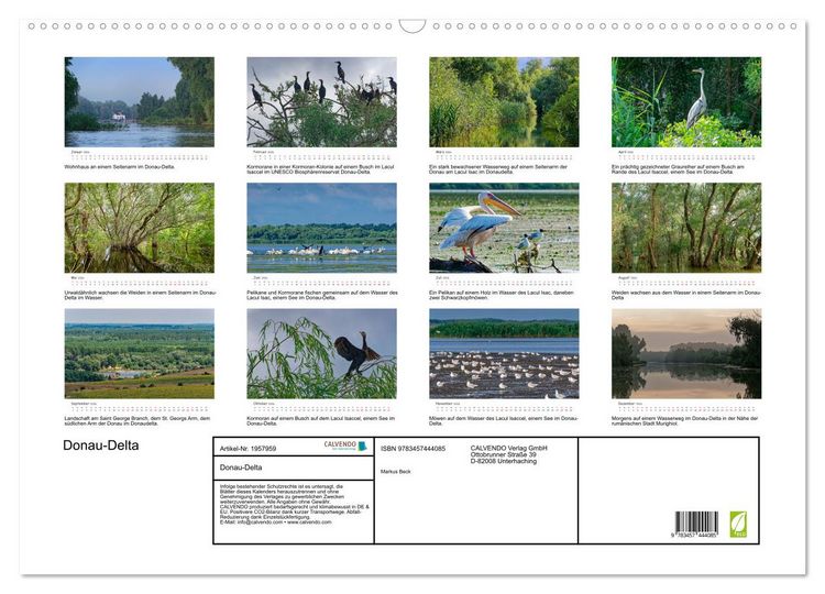Produktbild: Donau-Delta (Wandkalender 2026 DIN A2 quer), CALVENDO Monatskalender