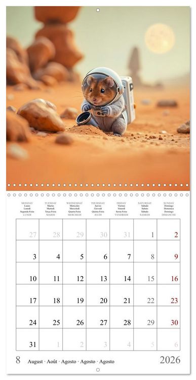 Produktbild: AI Hamster Astronauts exploring the Cosmos (Wall Calendar 2026 12 &times; 12 Inch) CALVENDO 12 Month Wall Calendar