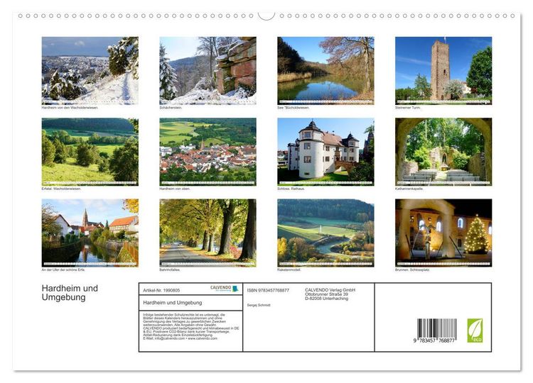 Produktbild: Hardheim und Umgebung (hochwertiger Premium Wandkalender 2026 DIN A2 quer), Kunstdruck in Hochglanz