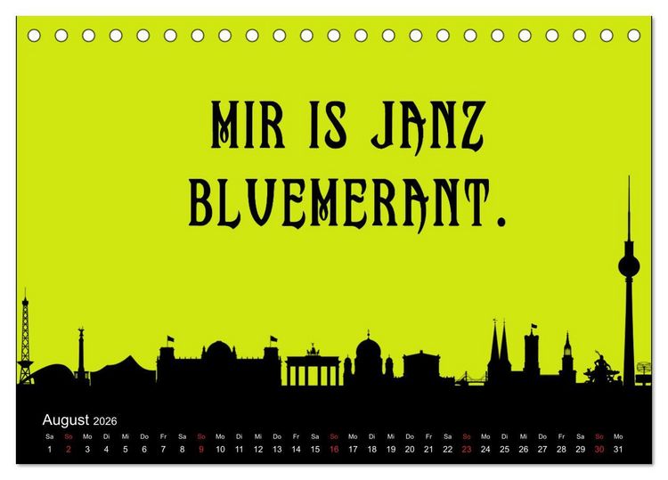 Produktbild: Berliner Mundart (Tischkalender 2026 DIN A5 quer), CALVENDO Monatskalender