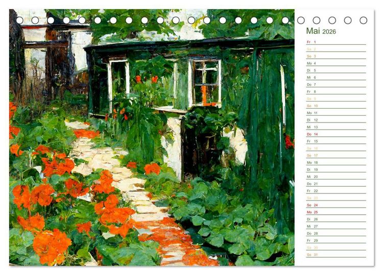 Produktbild: Malerische G&auml;rten - Im Stile des Impressionismus (Tischkalender 2026 DIN A5 quer), CALVENDO Monatskalender