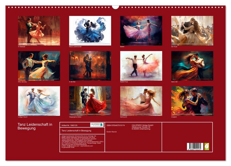 Produktbild: Tanz Leidenschaft in Bewegung (Wandkalender 2026 DIN A2 quer), CALVENDO Monatskalender