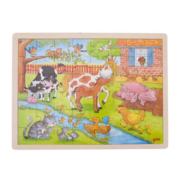 Produktbild: Goki 57745 - Einlegepuzzle Leben auf dem Bauernhof, 48-teilig, Holz, 40x30cm