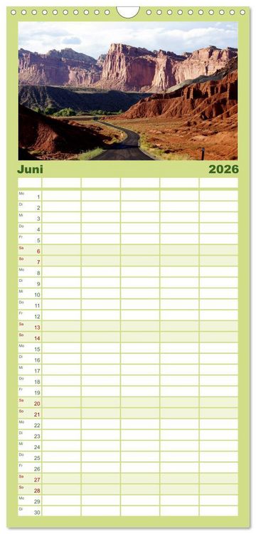 Produktbild: Familienplaner 2026 - USA-S&uuml;dwesten von seiner sch&ouml;nsten Seite 2026 mit 5 Spalten (Wandkalender, 21 x 45 cm) CALVENDO