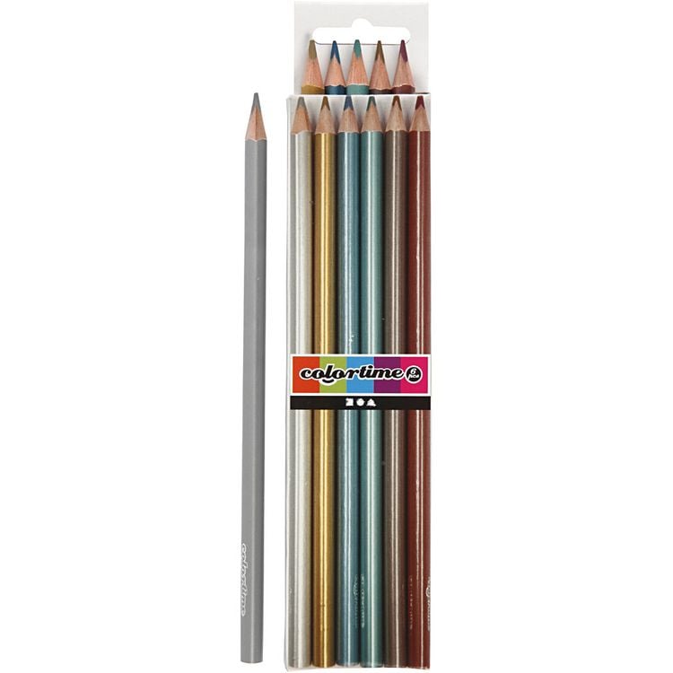Produktbild: Creativ Company Colortime Buntstifte, L 17,45 cm, Mine 3 mm, Metallic-Farben, 6 Stk