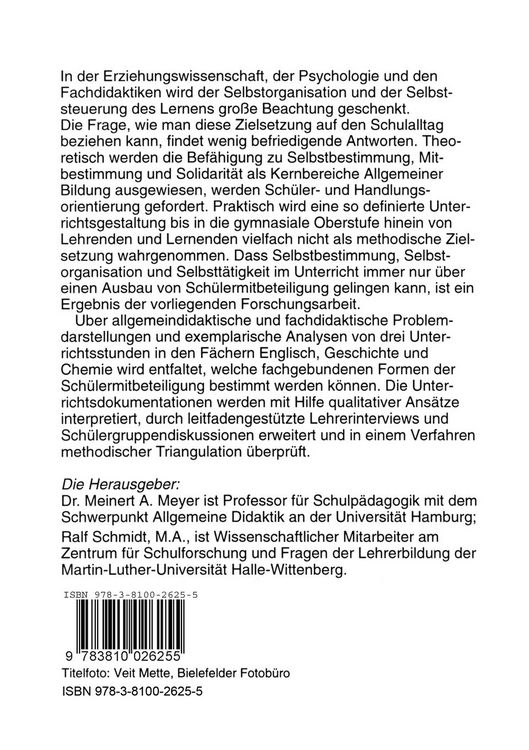 Produktbild: Sch&uuml;lermitbeteiligung im Fachunterricht