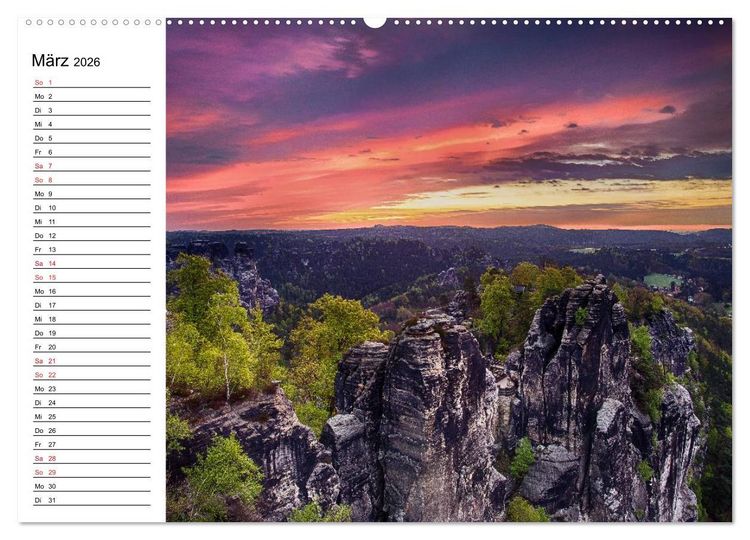 Produktbild: S&auml;chsische Schweiz &ndash; Impressionen (Wandkalender 2026 DIN A2 quer), CALVENDO Monatskalender