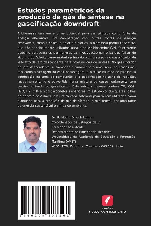 Produktbild: Estudos param&eacute;tricos da produ&ccedil;&atilde;o de g&aacute;s de s&iacute;ntese na gaseifica&ccedil;&atilde;o downdraft