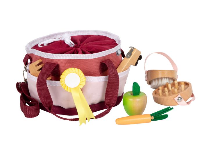 Produktbild: Pferdepflegeset mit Tasche rot