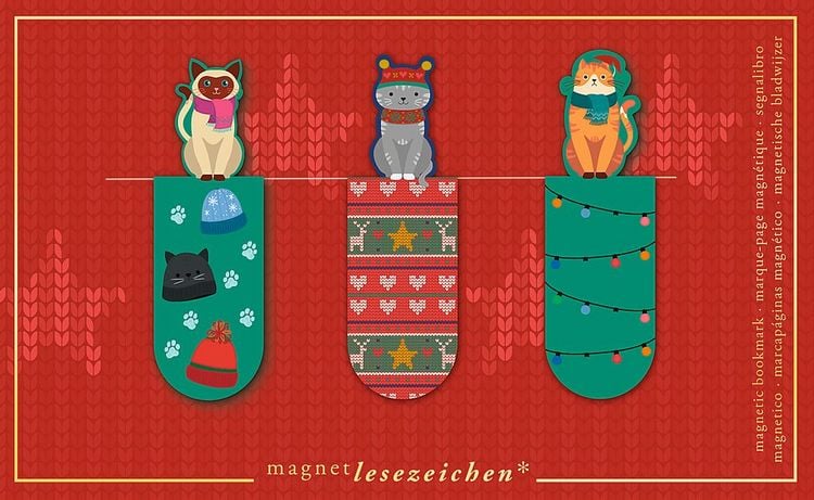 Produktbild: Magnetlesezeichen Weihnachtskatzen