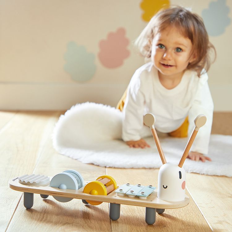Produktbild: Musikspielzeug Raupe mit 5 Instrumenten &ndash; Holz-Aktivit&auml;tsspiel ab 18 Monaten