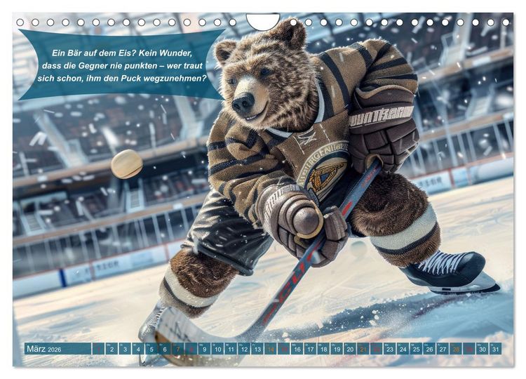 Produktbild: Der tierisch lustige Eishockey Kalender (Wandkalender 2026 DIN A4 quer), CALVENDO Monatskalender