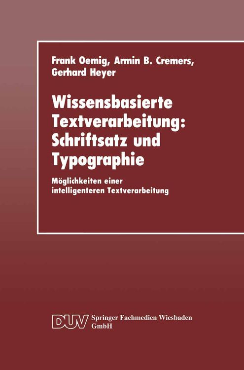 Produktbild: Wissensbasierte Textverarbeitung: Schriftsatz und Typographie