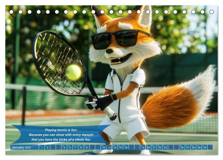 Produktbild: Funny animals as tennis players (Desk Calendar 2026 DIN A5 landscape), CALVENDO 12 Month DeskCalendar