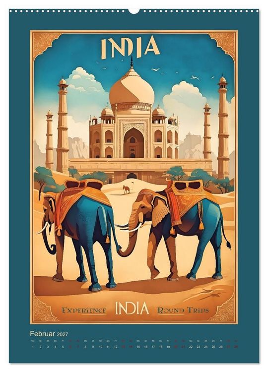 Produktbild: Exotic Travel Poster - nostalgische Abenteuerreisen um die Welt (hochwertiger Premium Wandkalender 2027 DIN A2 hoch), Kunstdruck in Hochglanz