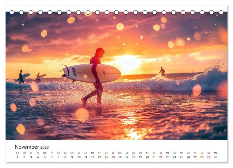 Produktbild: Surfen - Ride the Wave (Tischkalender 2026 DIN A5 quer), CALVENDO Monatskalender