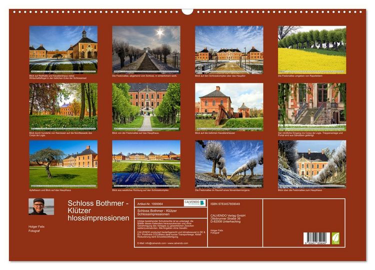Produktbild: Schloss Bothmer - Kl&uuml;tzer Schlossimpressionen (Wandkalender 2026 DIN A2 quer), CALVENDO Monatskalender