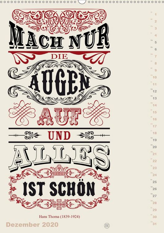 Produktbild: Die sch&ouml;nsten Lebensweisheiten Typo - Kalender (Premium, hochwertiger DIN A2 Wandkalender 2020, Kunstdruck in Hochglanz)