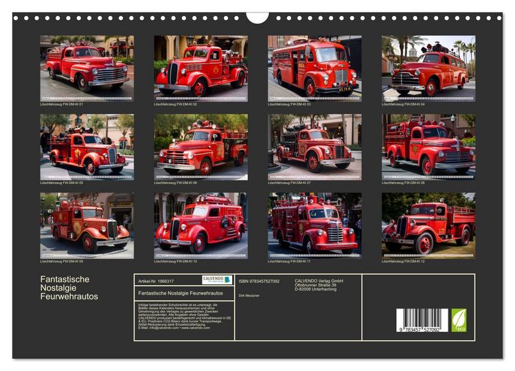 Produktbild: Fantastische Nostalgie Feurwehrautos (Wandkalender 2026 DIN A3 quer), CALVENDO Monatskalender