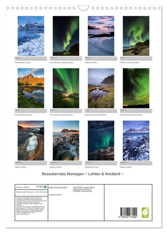 Produktbild: Bezauberndes Norwegen ~ Lofoten & Nordland ~ (Wandkalender 2026 DIN A3 hoch), CALVENDO Monatskalender