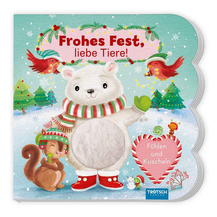 Produktbild: TR&Ouml;TSCH - F&uuml;hlbuch Frohes Fest liebe Tiere F&uuml;hlen und Kuscheln | Zauberhaftes Pappenbuch mit kuscheligen F&uuml;hlelementen| Ab 1 Jahr