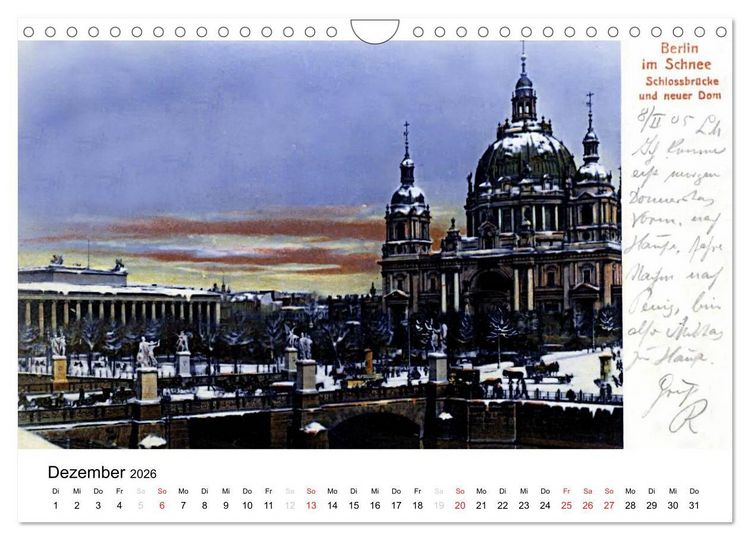 Produktbild: Farbige Gr&uuml;&szlig;e aus dem alten Berlin - Die sch&ouml;nsten Postkarten der Kaiserzeit (Wandkalender 2026 DIN A4 quer), CALVENDO Monatskalender