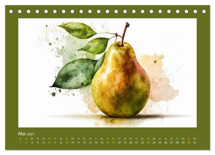 Produktbild: Fr&uuml;chte in Wasserfarben - Fruchtige KI-Kunst f&uuml;r das ganze Jahr (Tischkalender 2027 DIN A5 quer), CALVENDO Monatskalender
