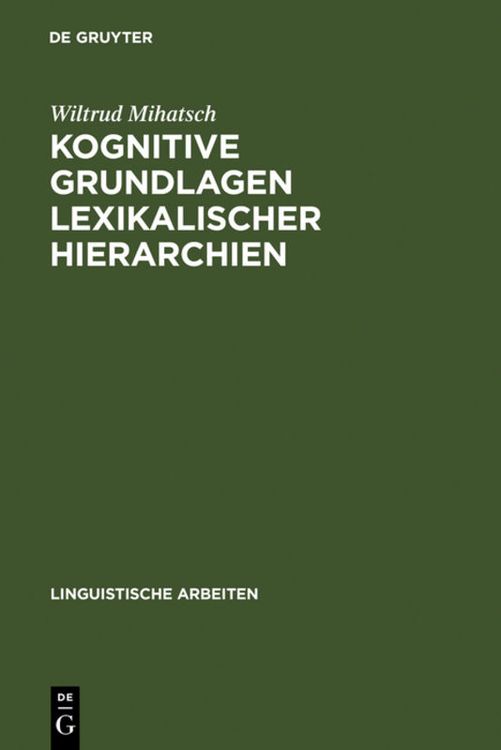 Produktbild: Kognitive Grundlagen lexikalischer Hierarchien