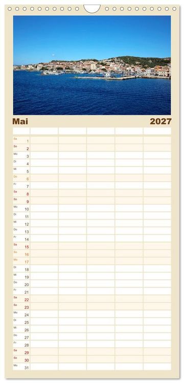 Produktbild: Familienplaner 2027 - Traumhaftes Sardinien mit 5 Spalten (Wandkalender, 21 x 45 cm) CALVENDO