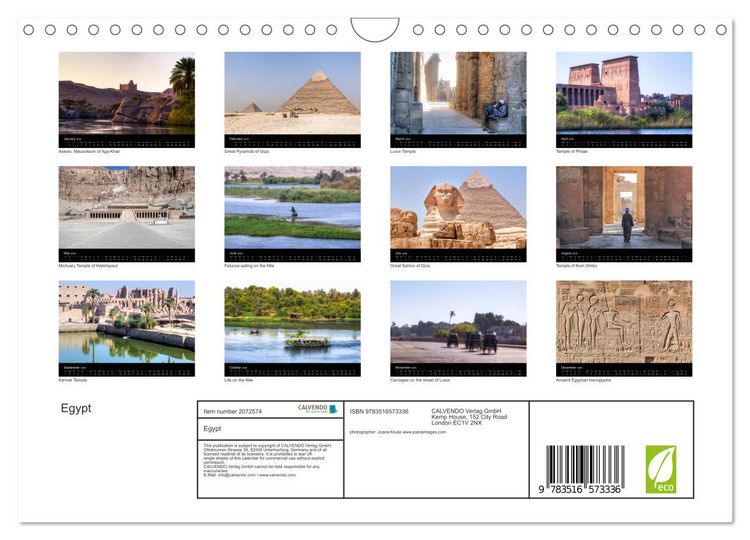 Produktbild: Egypt (Wall Calendar 2026 DIN A4 landscape), CALVENDO 12 Month Wall Calendar