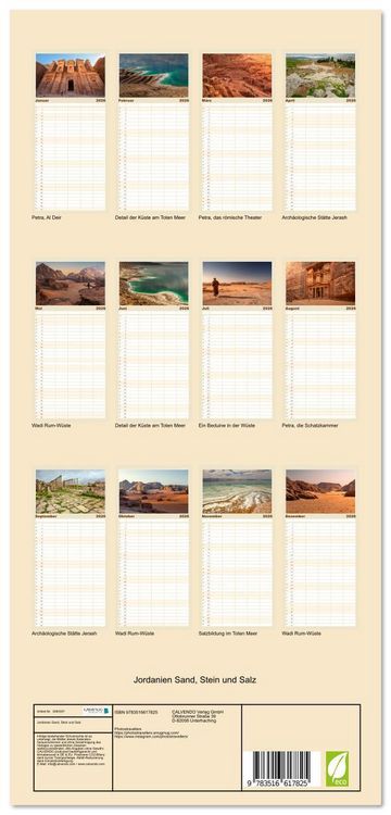 Produktbild: Familienplaner 2026 - Jordanien Sand, Stein und Salz mit 5 Spalten (Wandkalender, 21 x 45 cm) CALVENDO