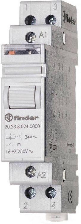 Produktbild: Stromsto&szlig;-Schalter Hutschiene Finder 20.23.9.024.4000 1 Schlie&szlig;er, 1 &Ouml;ffner 24 V/DC 16 A 4000 VA 1 St.