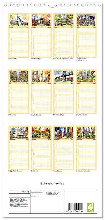 Produktbild: Familienplaner 2026 - Sightseeing New York mit 5 Spalten (Wandkalender, 21 x 45 cm) CALVENDO