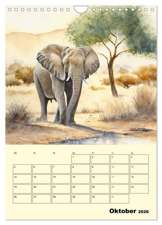 Produktbild: Sch&ouml;ne Aquarelle. Darstellungen von Afrikas Wildtieren (Wandkalender 2026 DIN A4 hoch), CALVENDO Monatskalender