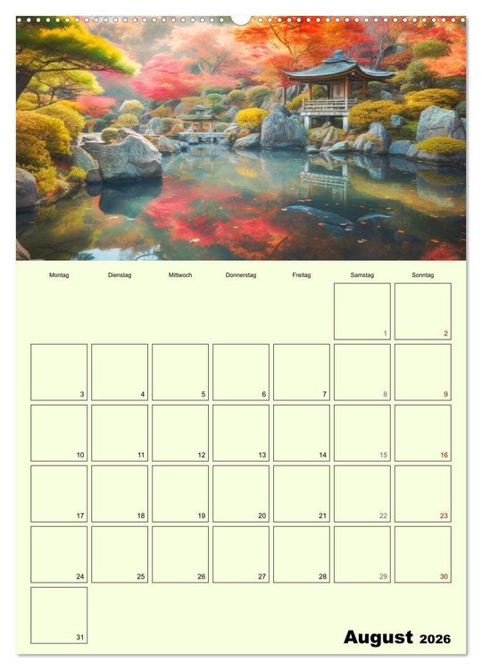 Produktbild: Im japanischen Garten. Zauberhafte Illustrationen (hochwertiger Premium Wandkalender 2026 DIN A2 hoch), Kunstdruck in Hochglanz